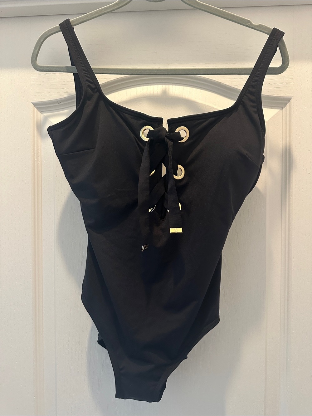Michael Kors Black Lace-Up One-Piece Swimsuit
